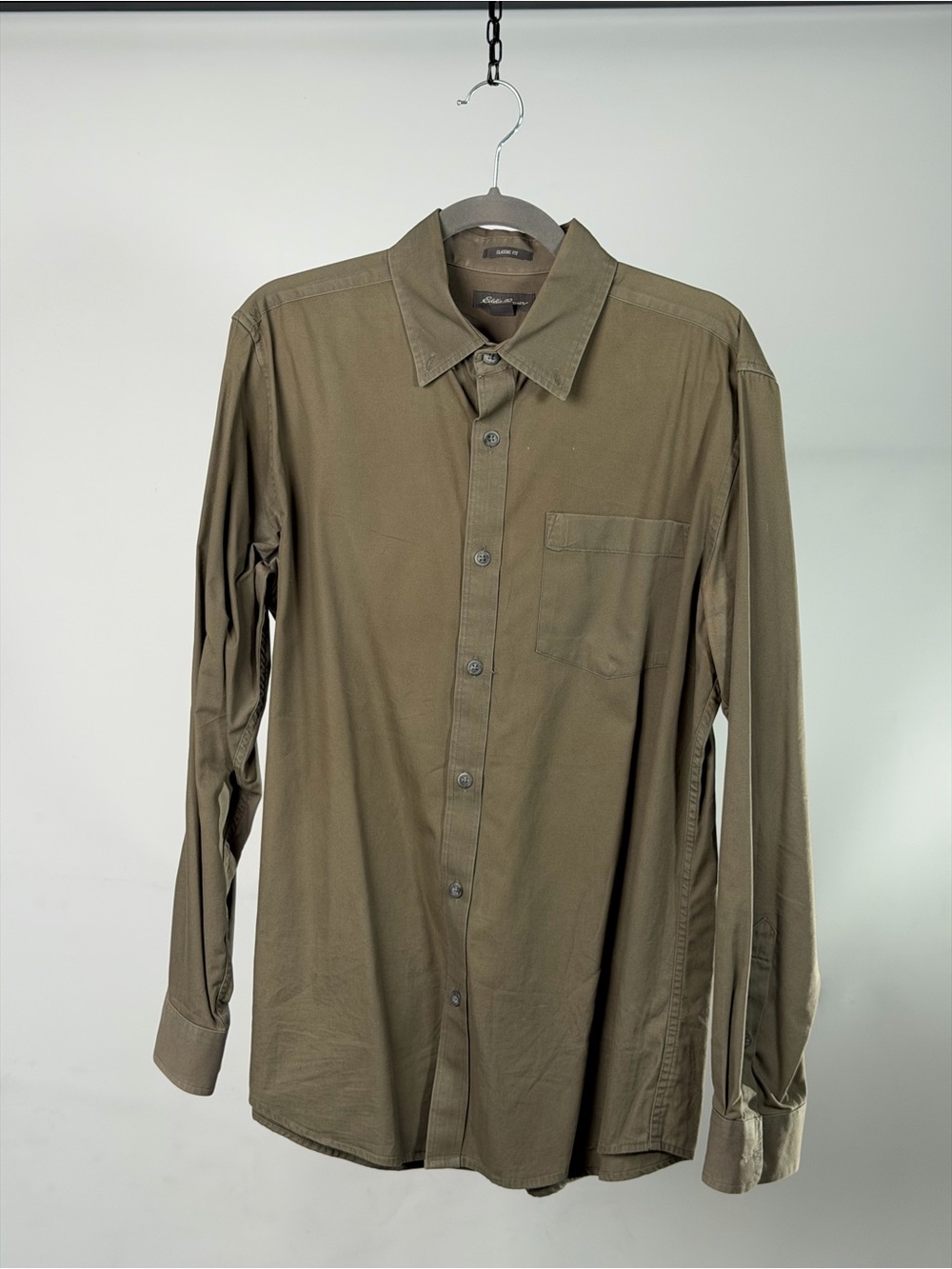 Eddie Bauer Olive Button-Down Long Sleeve Shirt